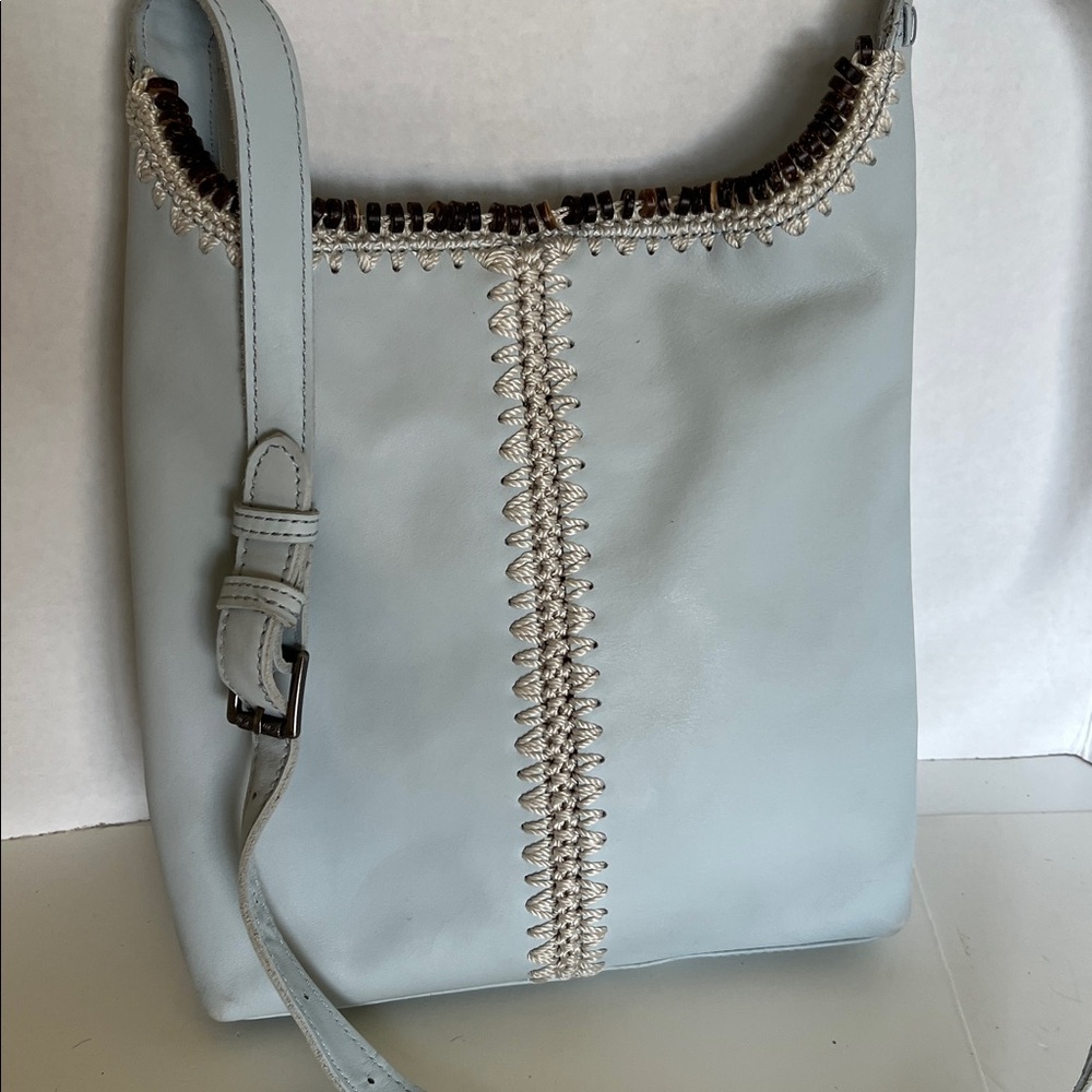 The SAK Huntley Hobo Crossbody Leather with Crochet & Beads
